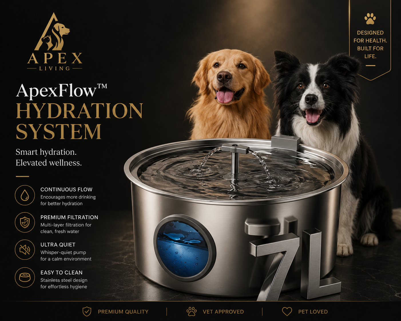 ApexFlow pet hydration system for dogs and cats