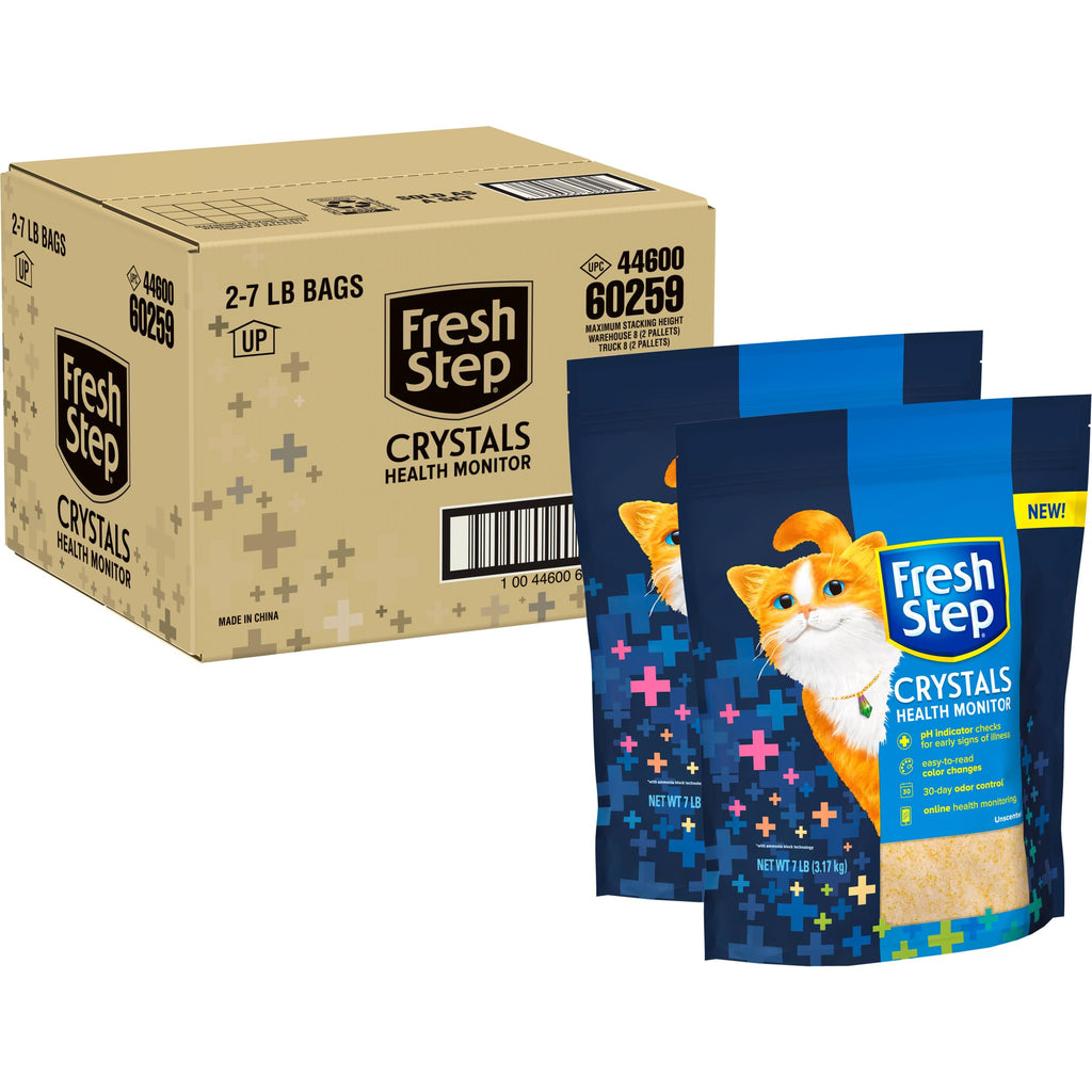 Fresh Step Crystals Health Monitoring Litter Unscented 14 Pounds Total (Pack of 2)