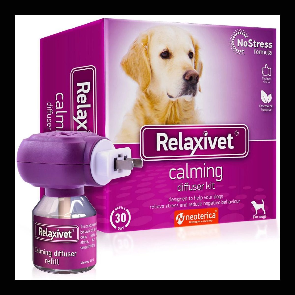 Apex CalmHome dog pheromone diffuser starter kit with black brand border