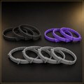 Three black dog collars three purple cat collars and four gray dog collars