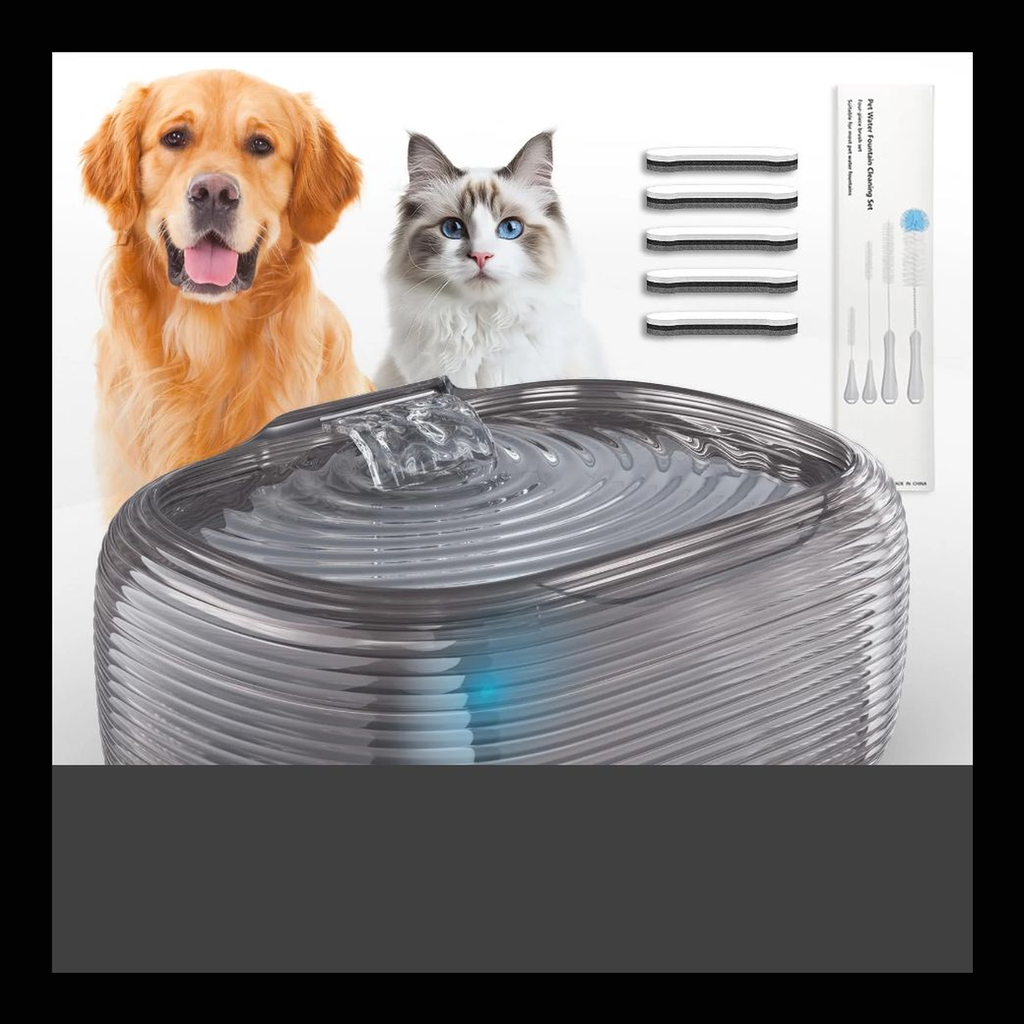 Apex FlowMax 10L dog water fountain with filters and cleaning brushes with black brand border
