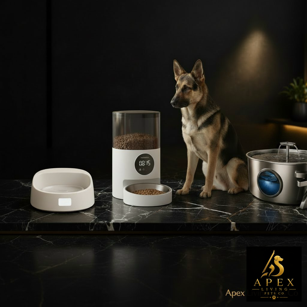 Apex Nourish smart feeder shown as part of the FeedSync smart feeding system