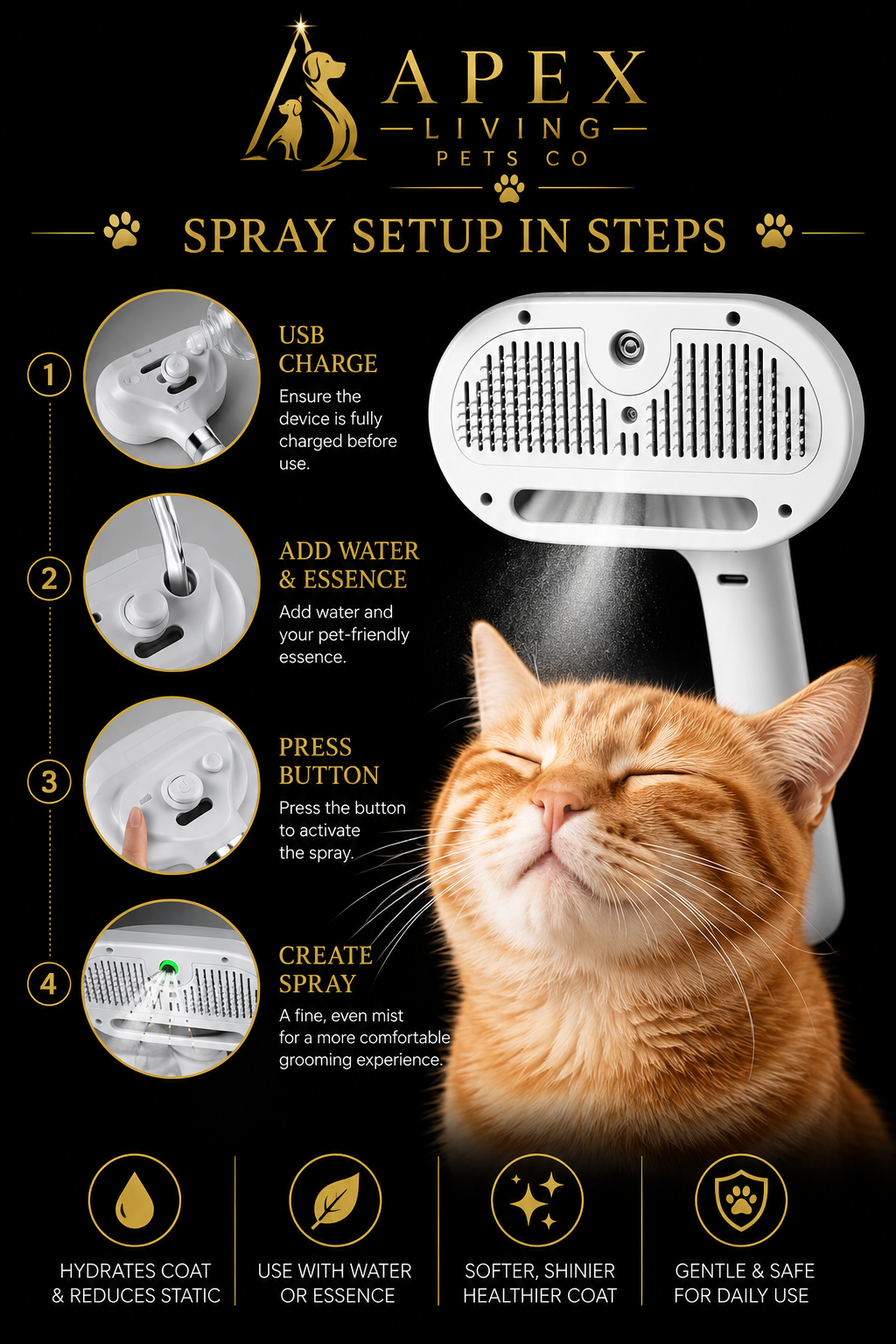 Apex CoatCare brush with fine mist feature